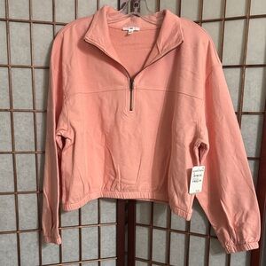 BP Coral Top with Tag Detail 1X Crop Sweatshirt PTP 24 inches